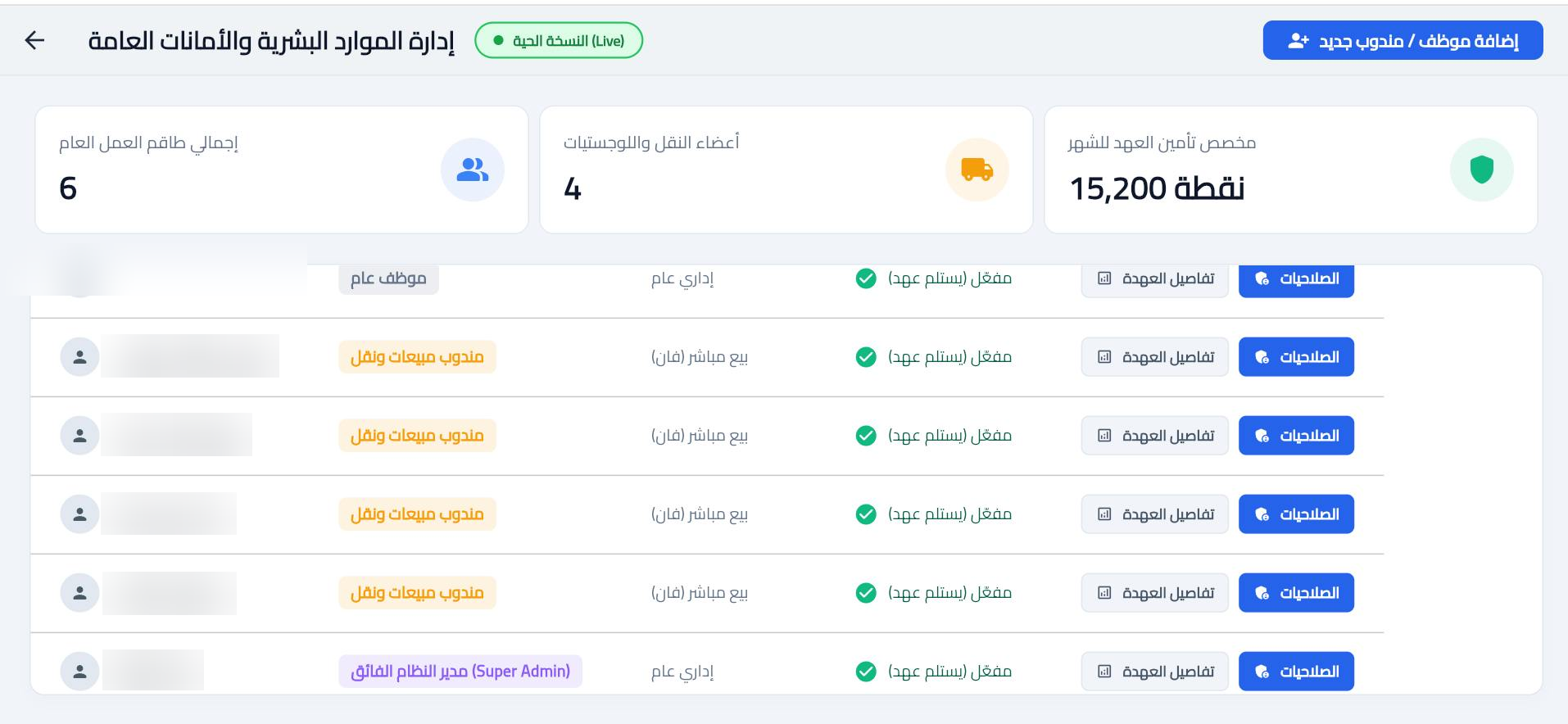 إدارة الموارد البشرية والأمانات العامة وأدوار الفريق داخل نظام Rabia — Team, roles and custody management